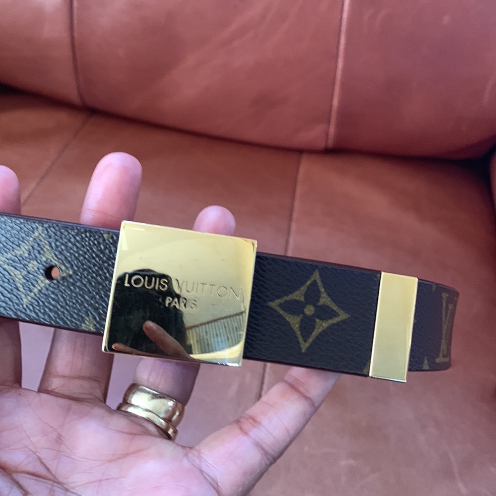 Authentic Louis Vuitton Monogram Ceinture Gold Belt